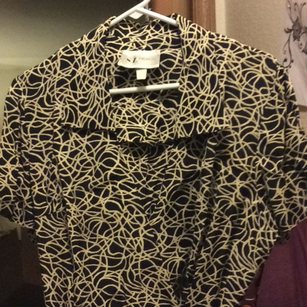 Vintage black & cream squiggles wrap dress size 8 - Picture 8 of 8